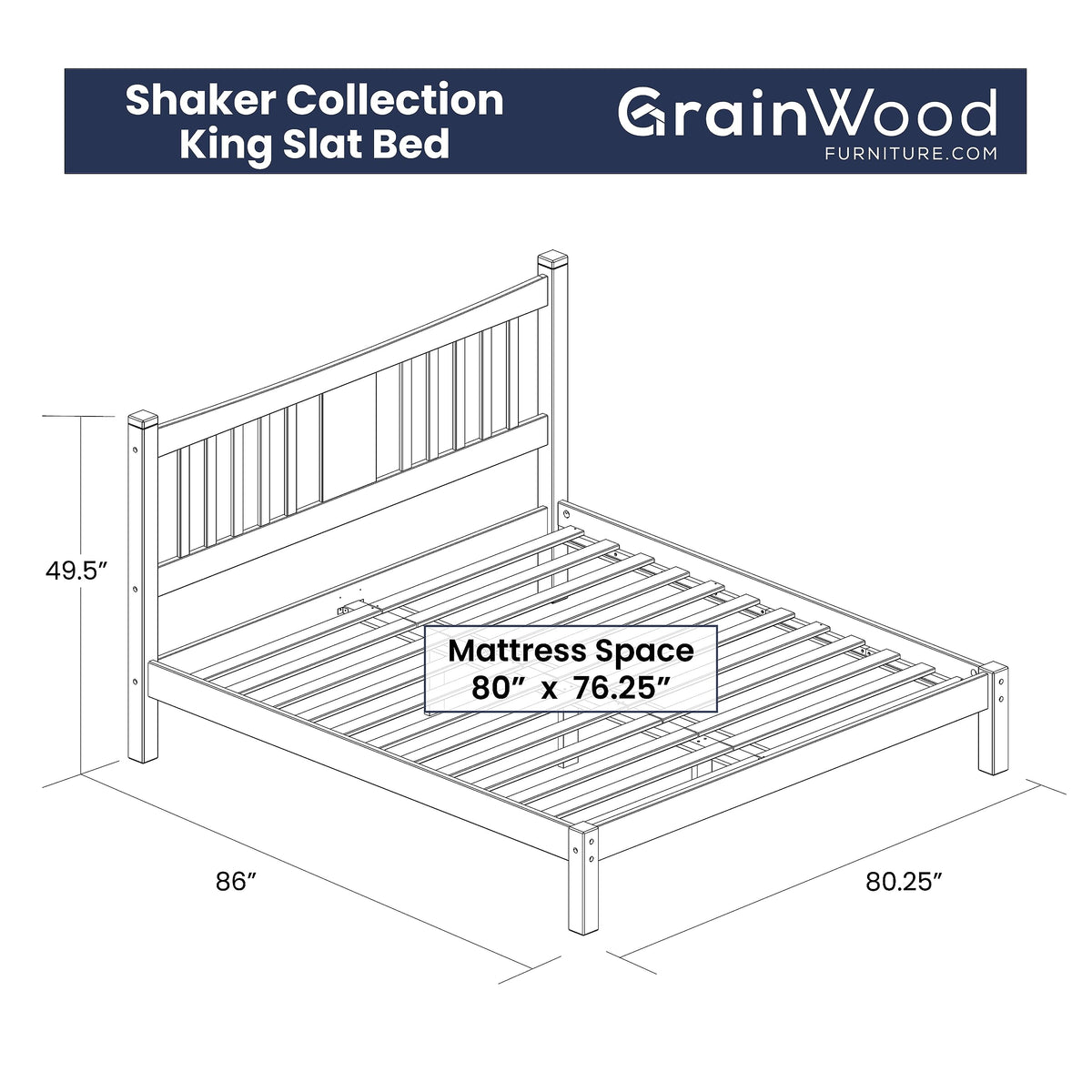 King Size Cherry Solid Wood Platform Bed Q9836