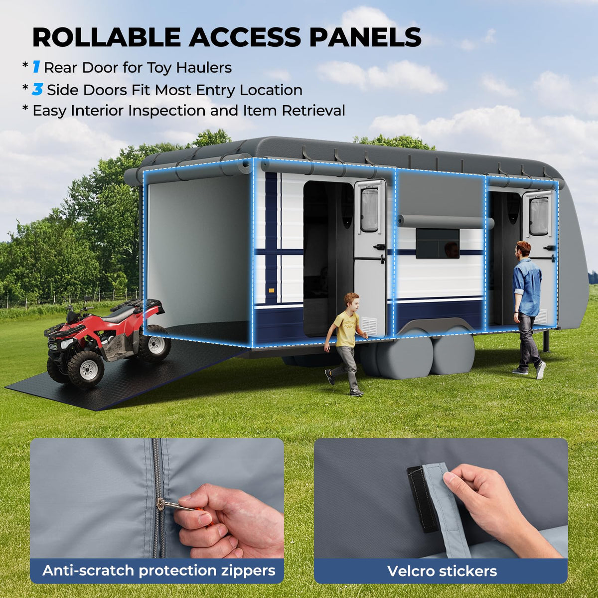 Heavy-Duty 600D Fabric Travel Trailer RV Cover A731531
