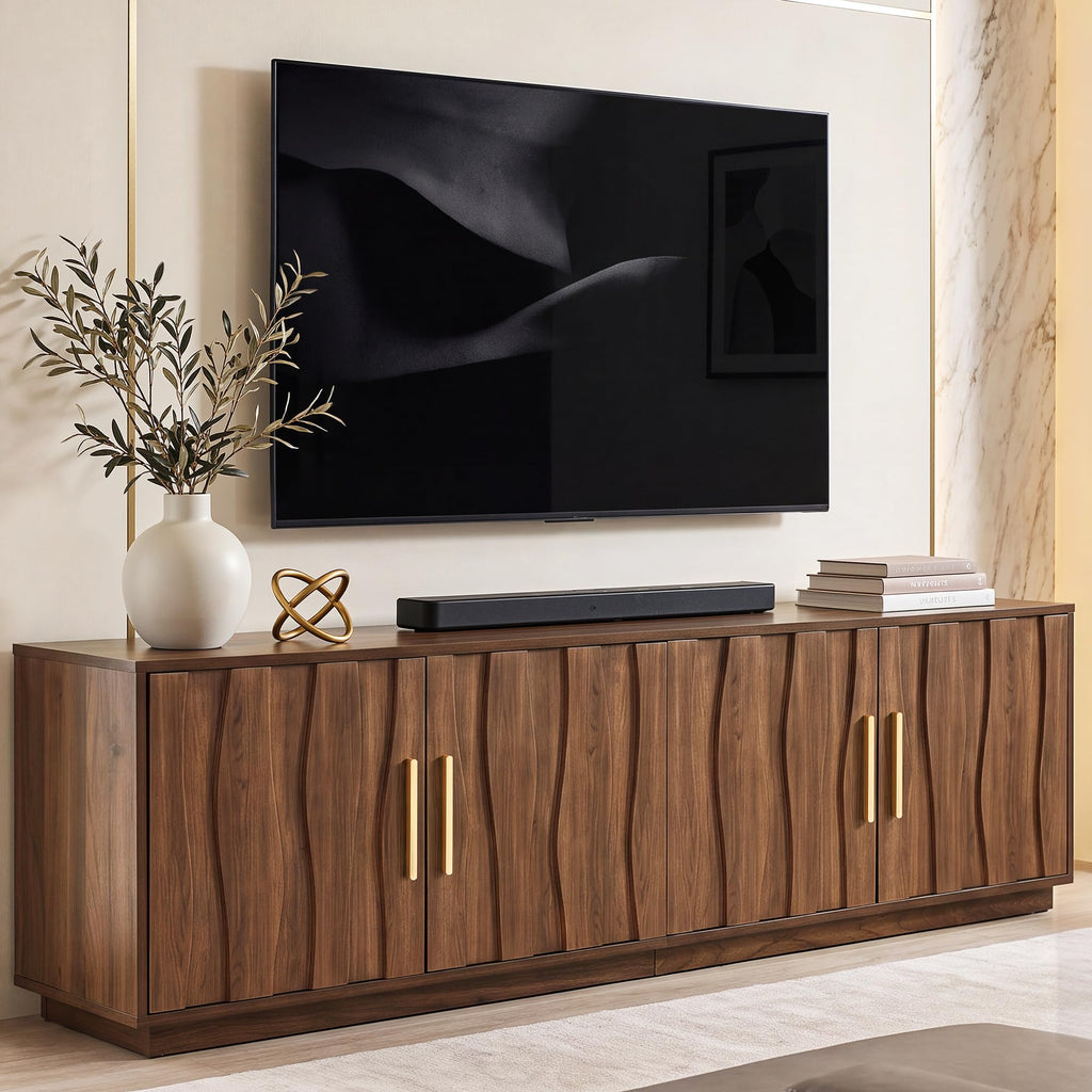 70" Mid Century Modern Walnut TV Stand T14958