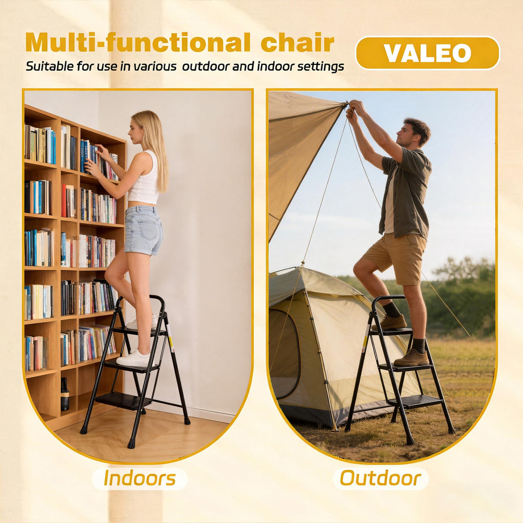 3 Step Folding Ladder with Anti-Slip Pedal J12807