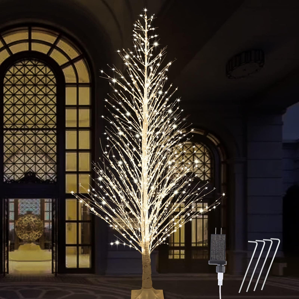 7FT Lighted Birch Tree 1000 LED Warm Lights Y494