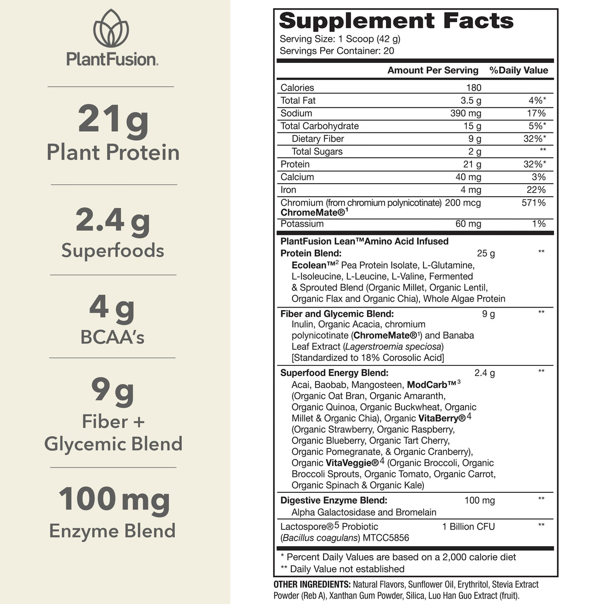 Plant Based Protein Powder Vanilla 1.85 lb L894