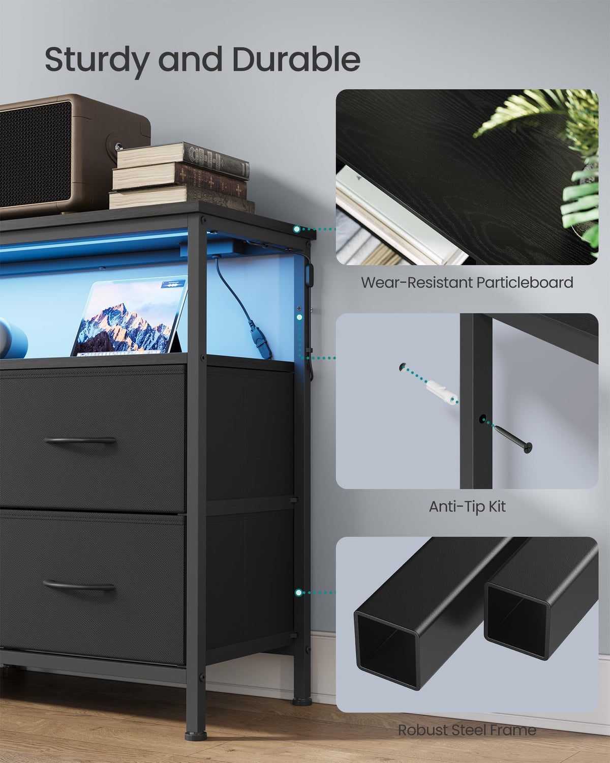 Wide Dresser with 6 Drawers & Open Shelf I981