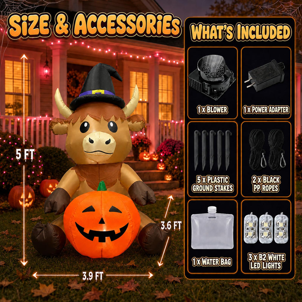 5FT Inflatable Highland Cow Outdoor Decorations M5281