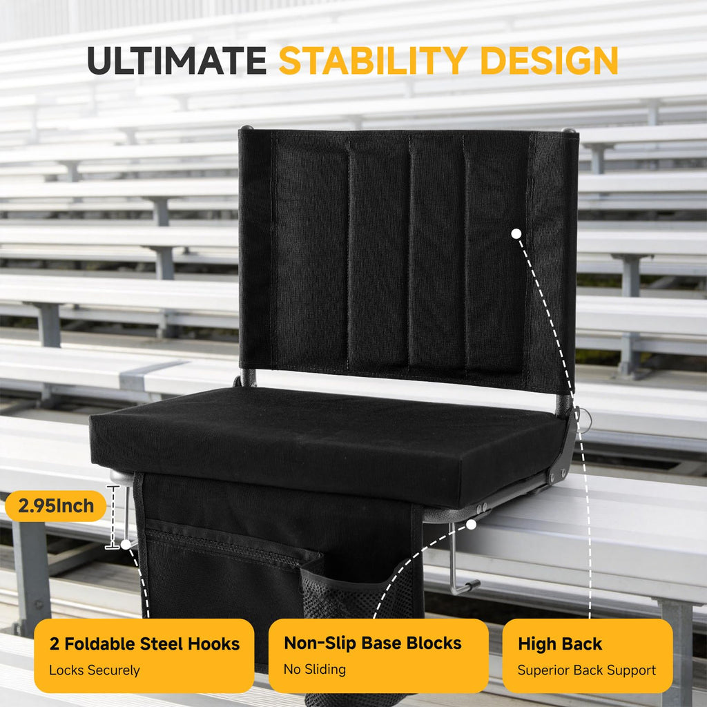 Stadium Seats with Back Support 2 Pack, Black E881143