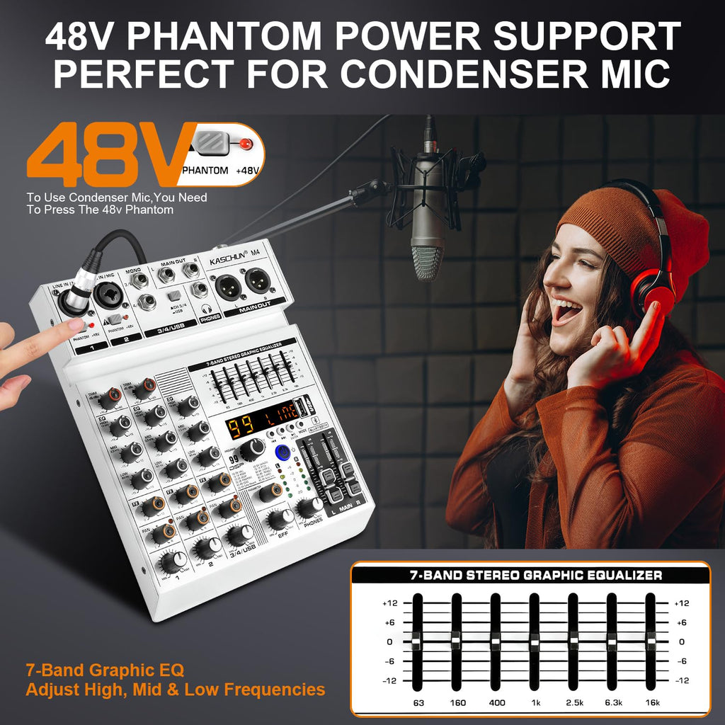 4-Channel Bluetooth Audio Mixer with XLR USB Interface L480759