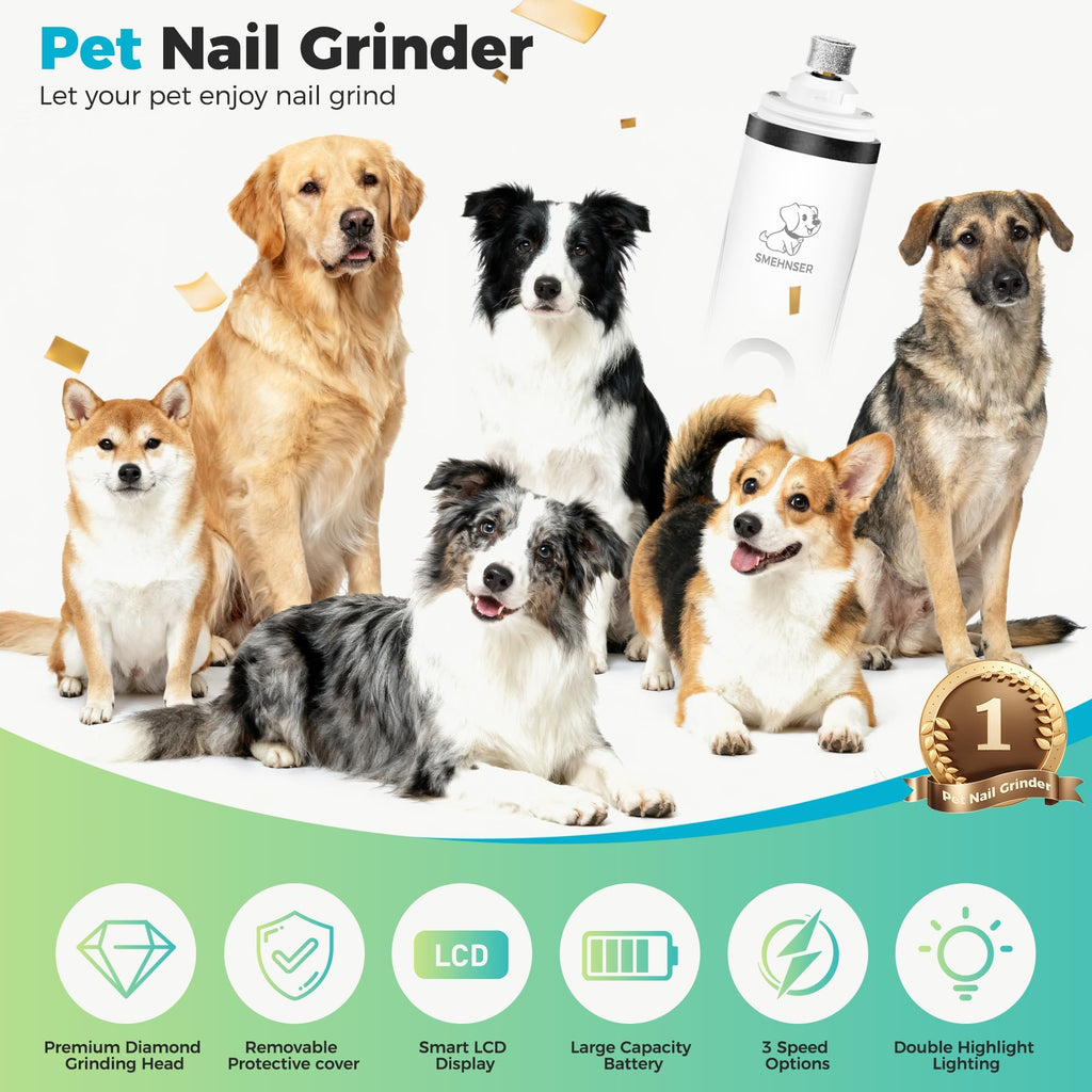Silent Cordless Dog Nail Grinder with 3 Adjustable Speeds Y303611
