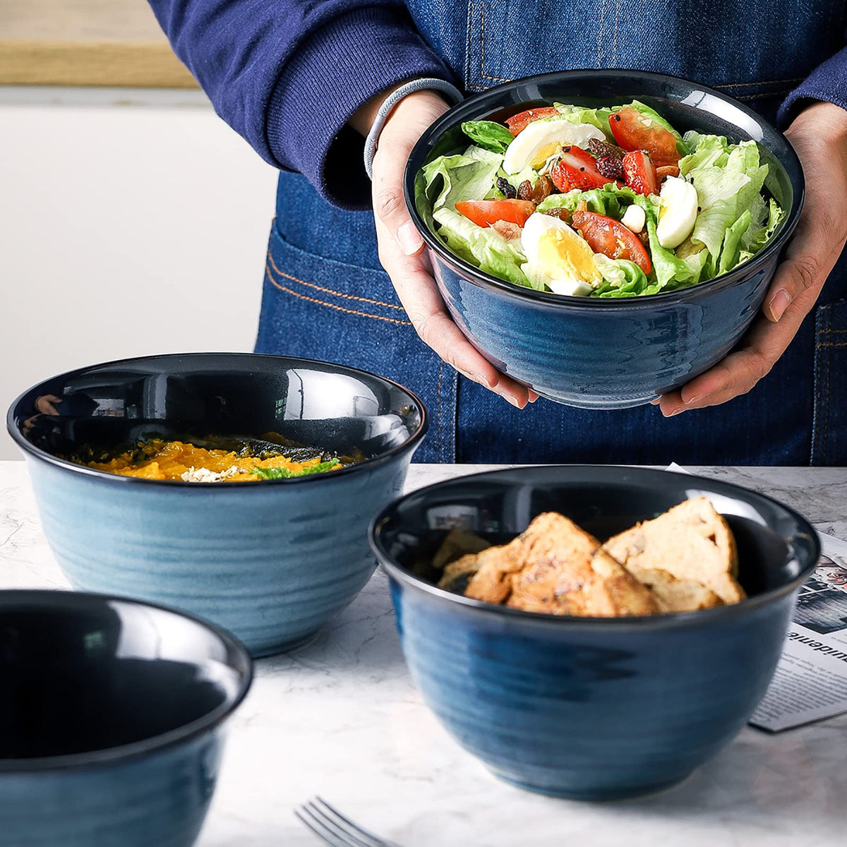 Ceramic 32 oz Pasta Bowls Set of 4 and 40 oz Soup Bowls Set of 4 R26422