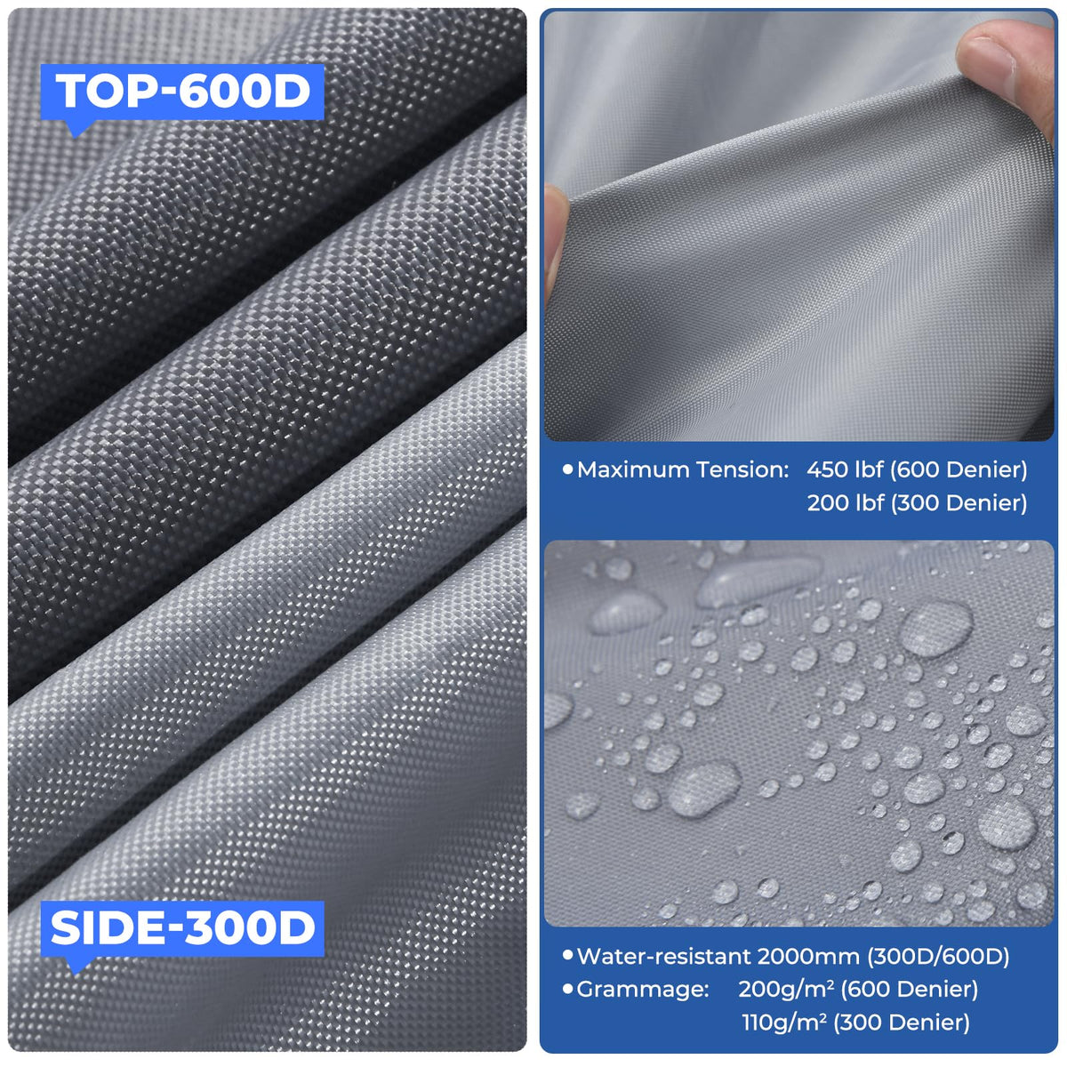 Heavy-Duty 600D Fabric Travel Trailer RV Cover A731531