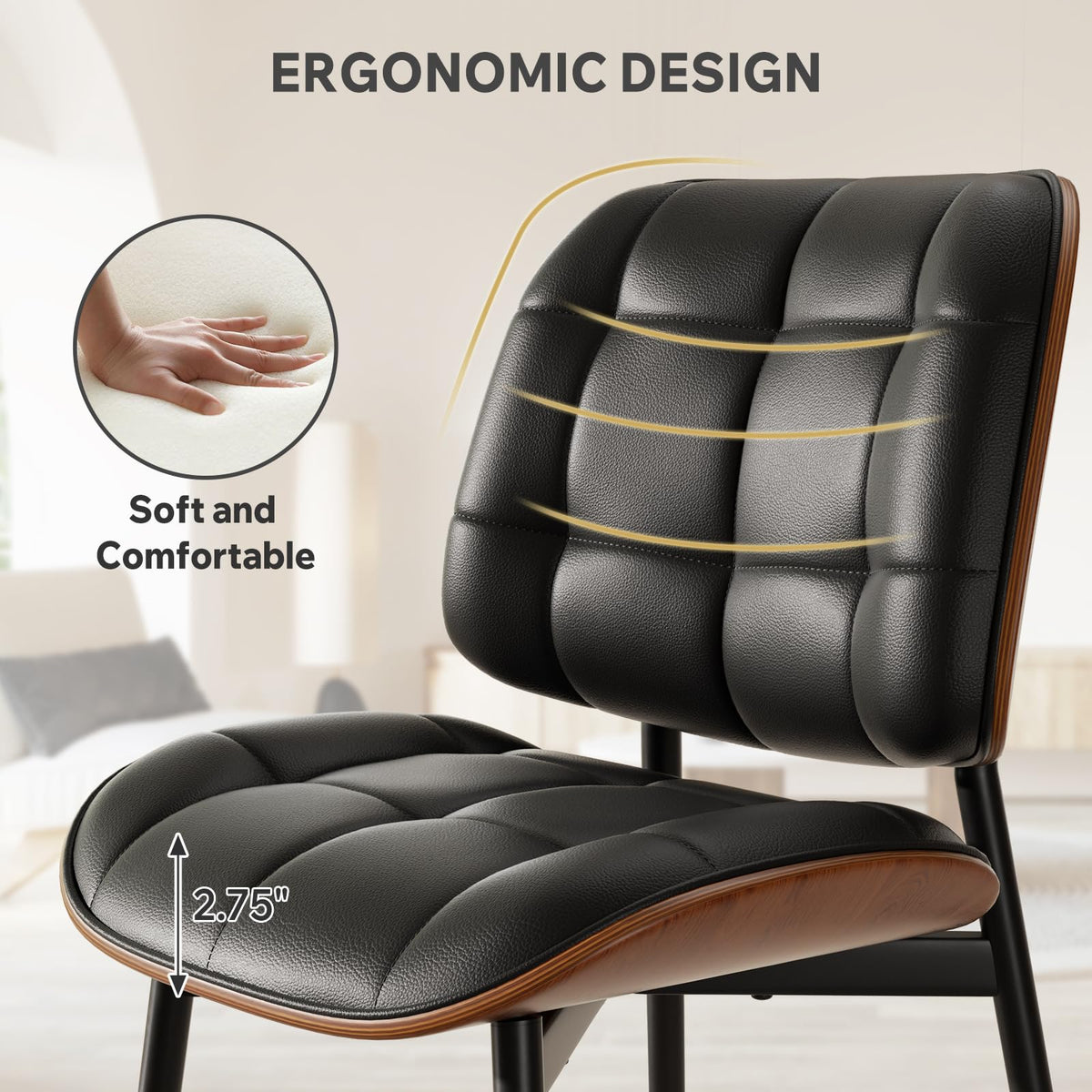 Black Faux Leather Dining Chairs Set of 4 J898