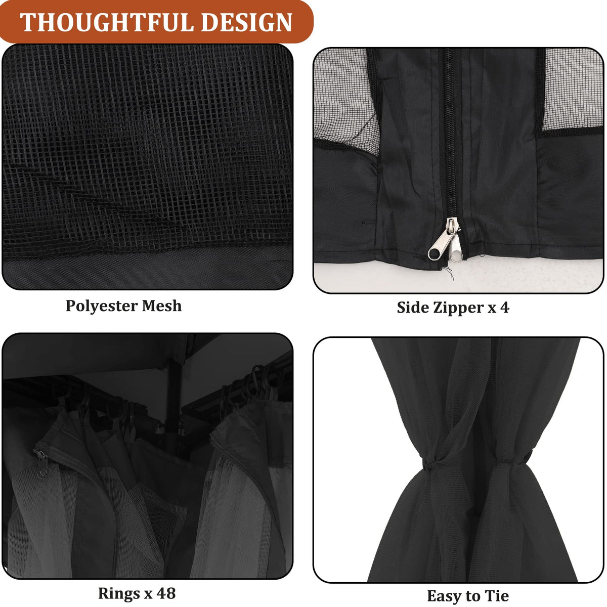 10x12 FT Black Mosquito Netting G960769