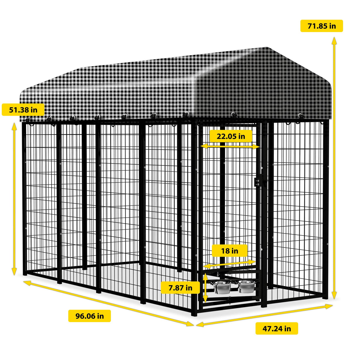 Heavy Duty Outdoor Dog Kennel with Roof Cover B750