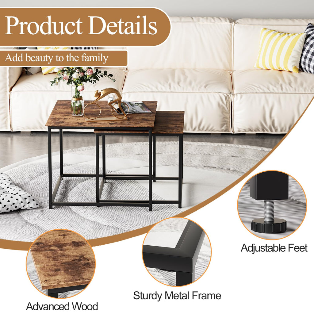 Brown Engineered Wood Nesting Coffee Table Set of 2 N6267