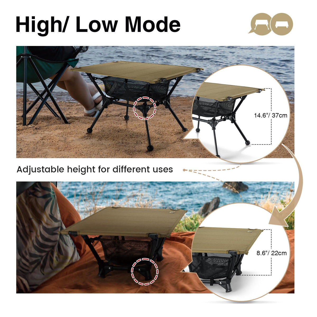Lightweight Portable Folding Camping Table with Mesh Storage Net F443