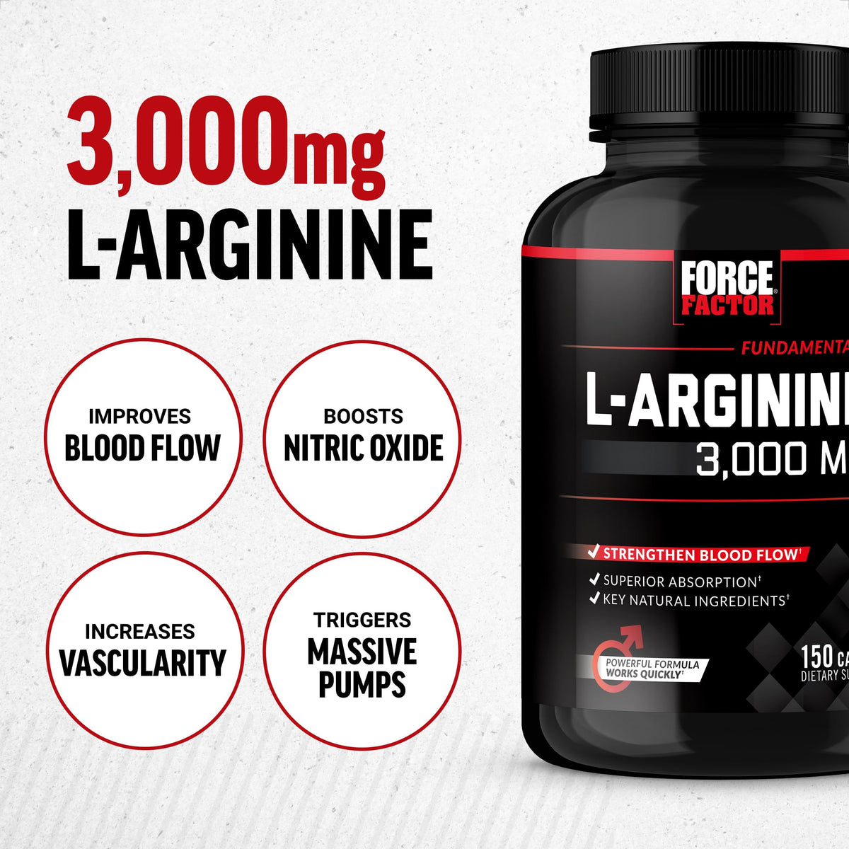 L-Arginine 3000mg Nitric Oxide Supplement 150 Capsules H38282