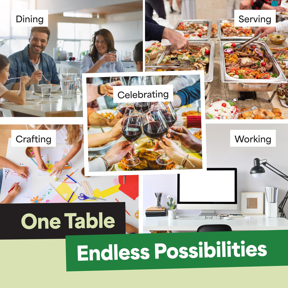 White 6ft Folding Table with Handle V733427