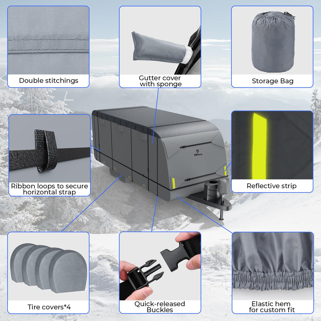 Heavy-Duty 600D Fabric Travel Trailer RV Cover A731531