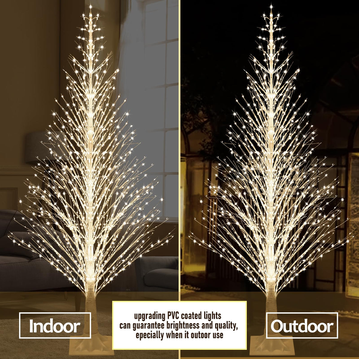 7FT Lighted Birch Tree 1000 LED Warm Lights Y494