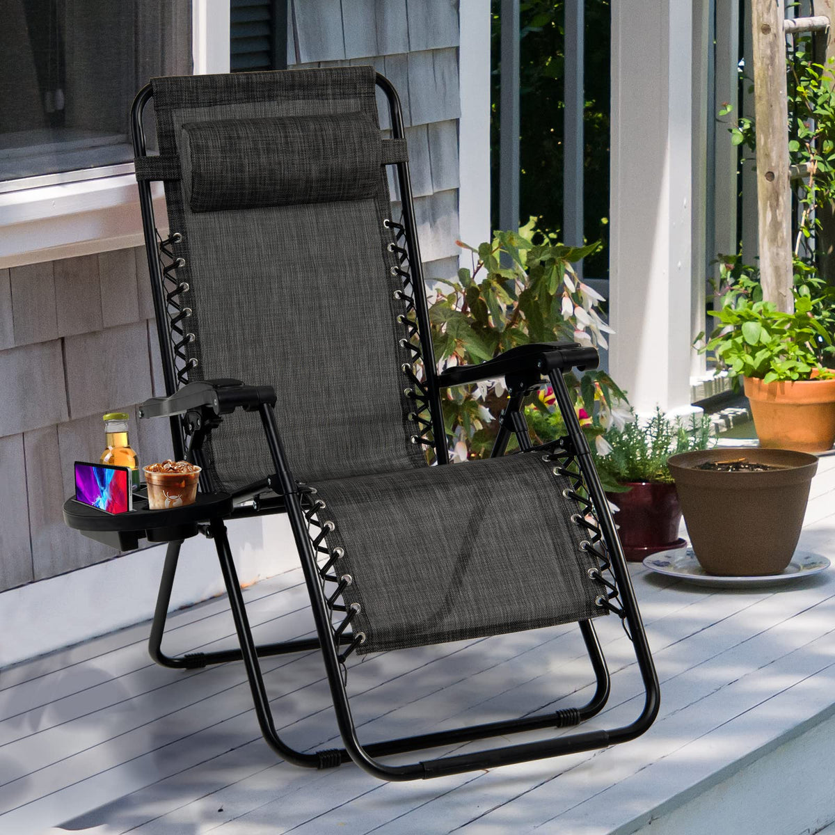 Zero Gravity Lounge Chairs Set of 2 Gray O369278