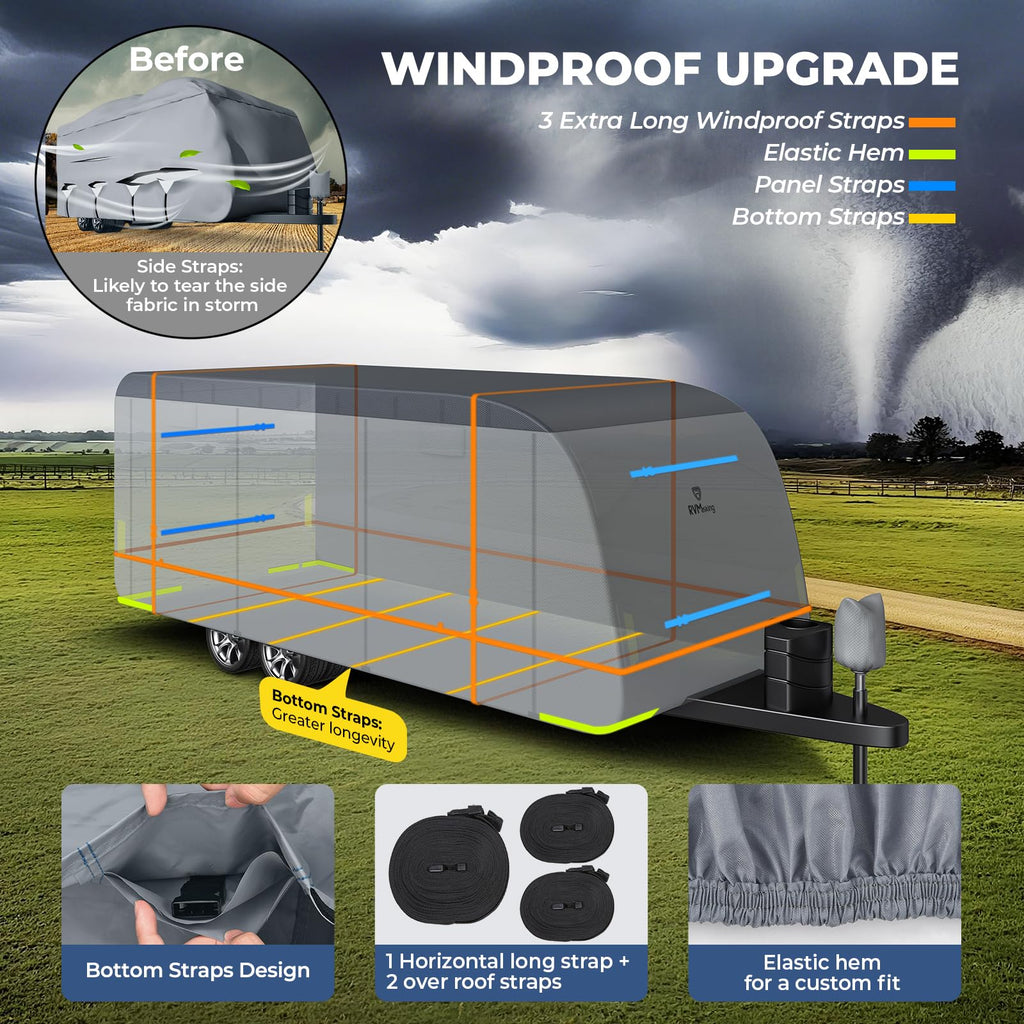 Heavy-Duty 600D Fabric Travel Trailer RV Cover A731531
