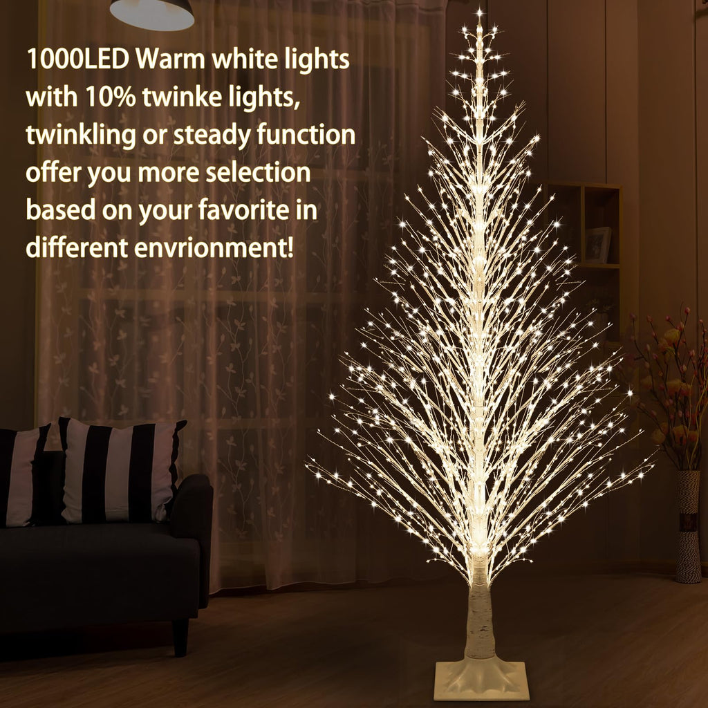 7FT Lighted Birch Tree 1000 LED Warm Lights Y494