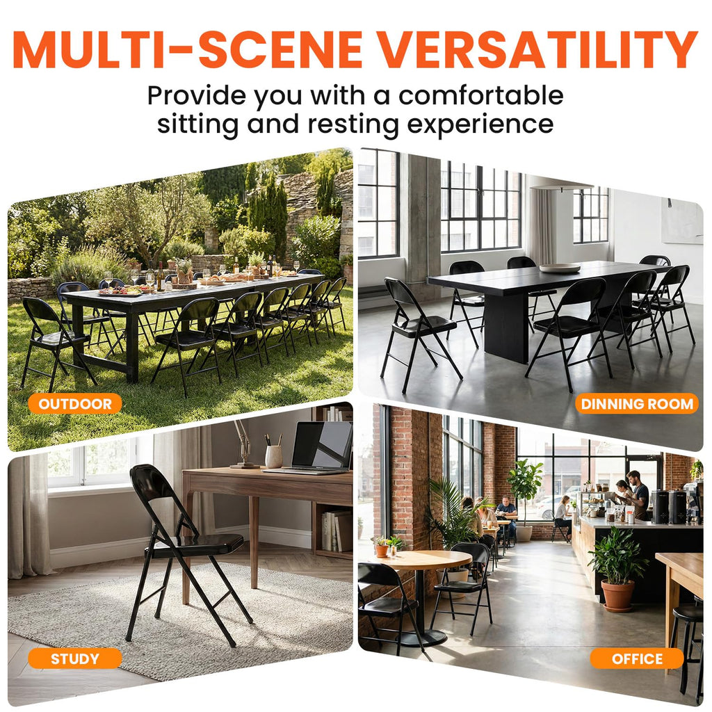 10 Pack Black Metal Folding Chairs K906766