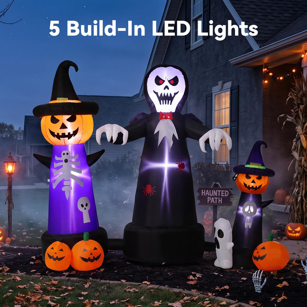 9FT Halloween Inflatable Grim Reaper with Built-in LED Light I5931