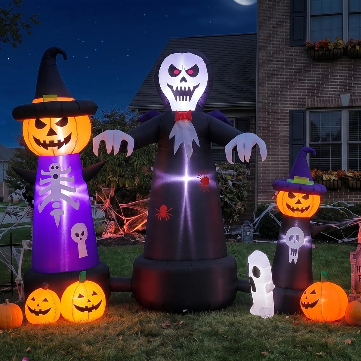 9FT Halloween Inflatable Grim Reaper with Built-in LED Light I5931