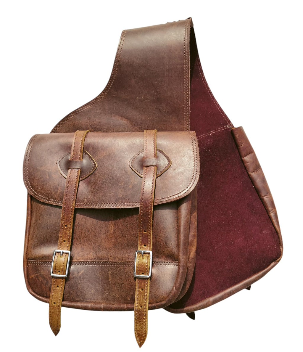 Leather Saddle Bag with Adjustable Strap 11X11X3.5 Inch Z88055