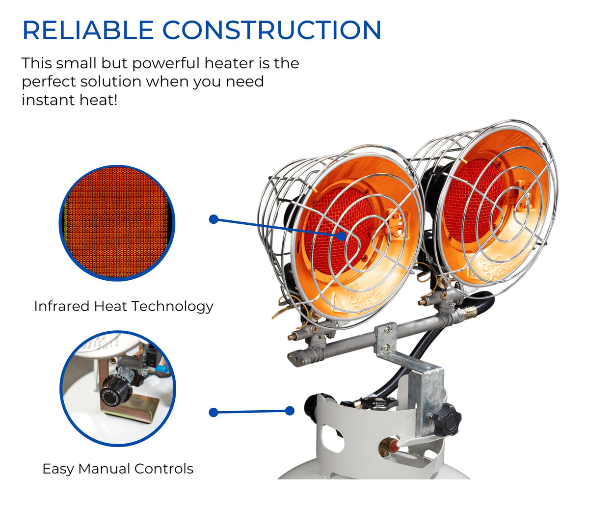 Infra-Red Double Burner 30,000 BTU Tank Top Outdoor Heater Q9294