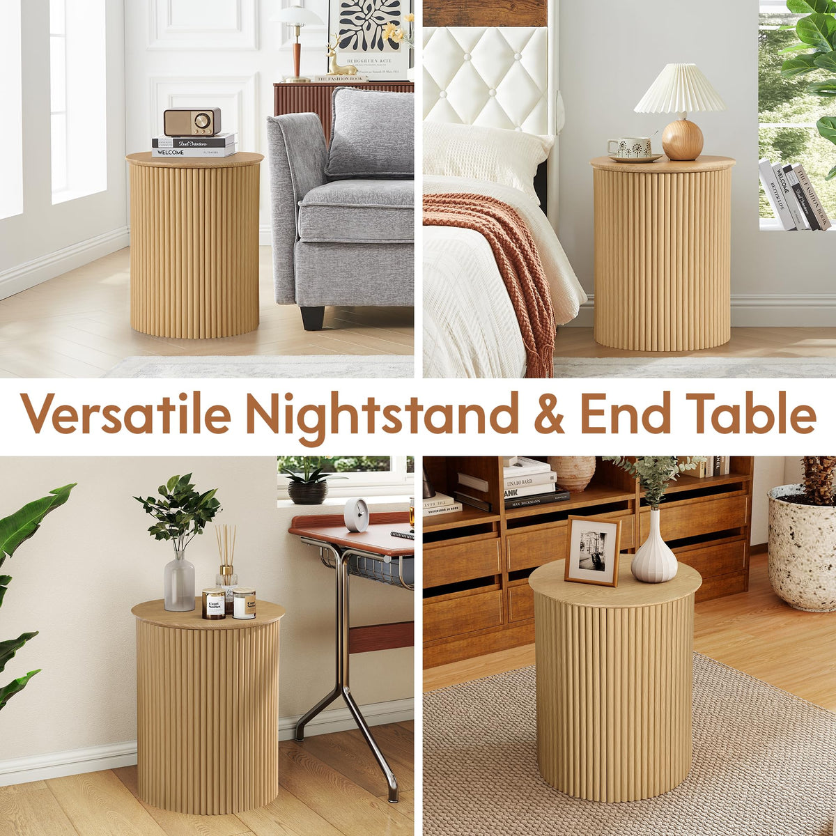 Small Round Wood Side Table Set of 2 M737205