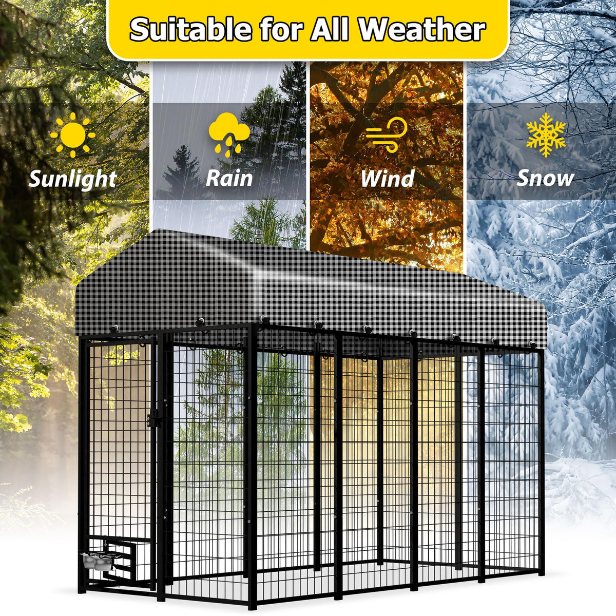 Heavy Duty Outdoor Dog Kennel with Roof Cover B750