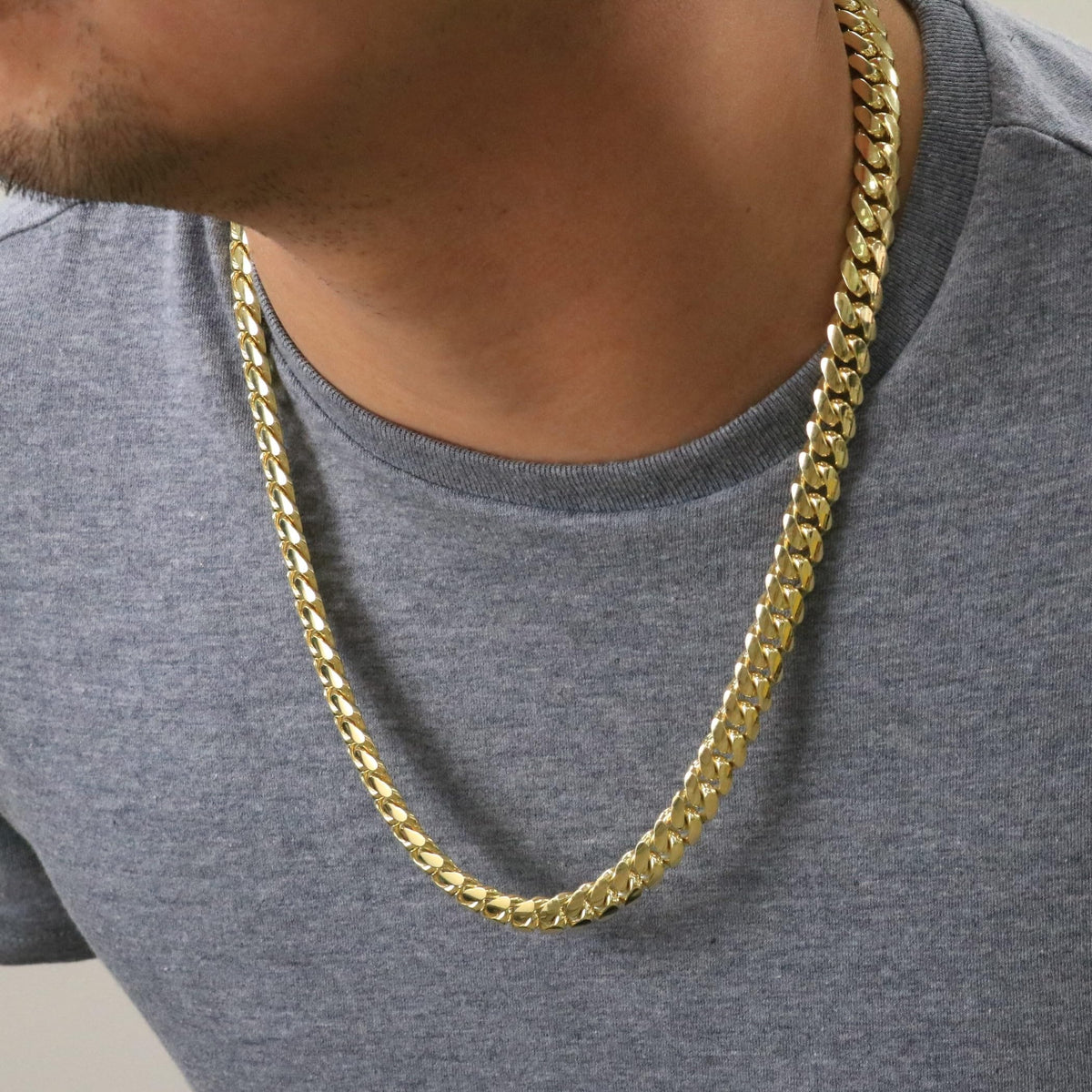10k Yellow Gold Cuban Link Chain Necklace Y393