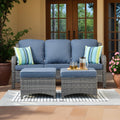 3-Pieces Outdoor Wicker Sofa with 2 Ottomans K38117