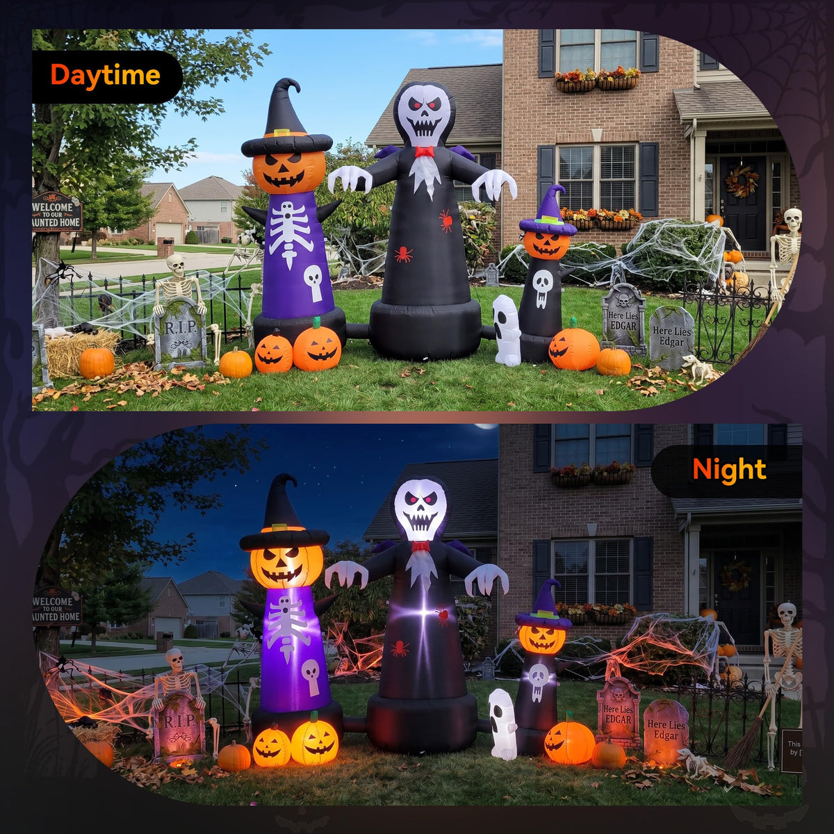 9FT Halloween Inflatable Grim Reaper with Built-in LED Light I5931