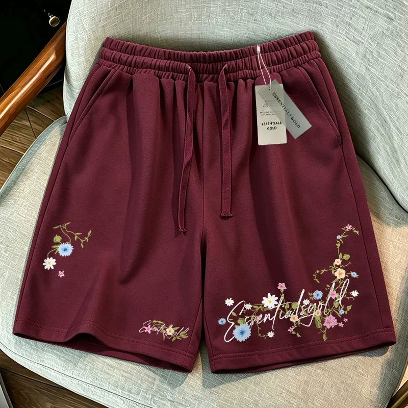 ESSENTIALS Floral Embroidery Shorts