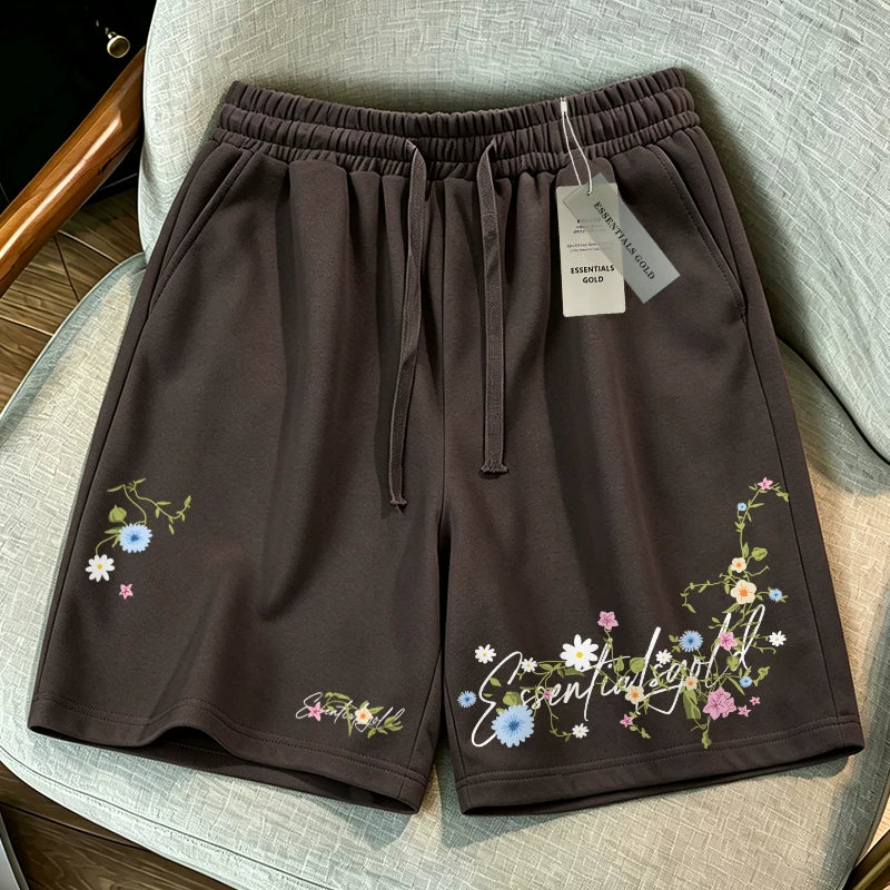 ESSENTIALS Floral Embroidery Shorts