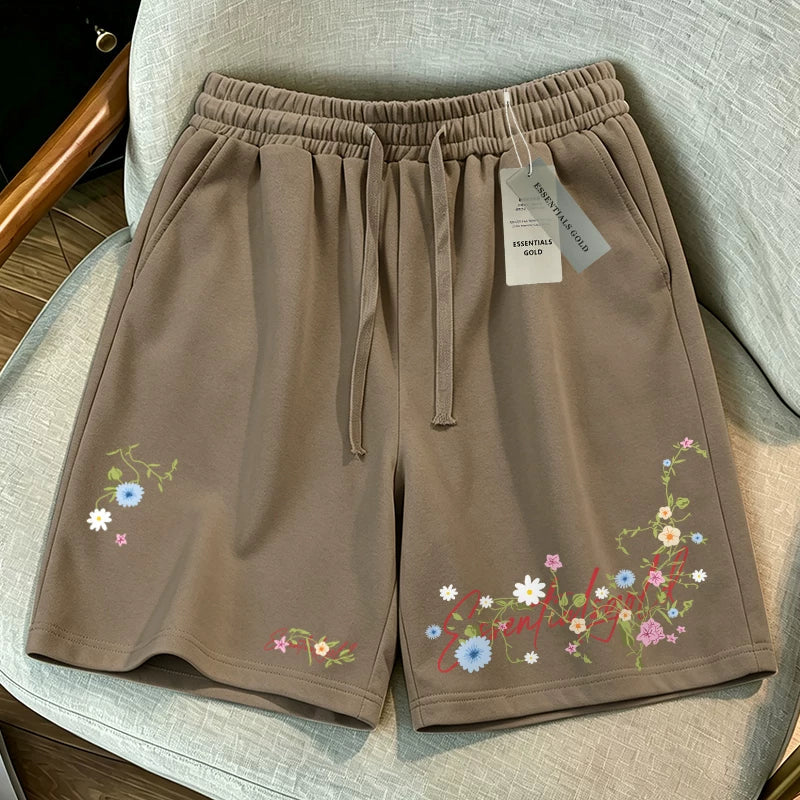 ESSENTIALS Floral Embroidery Shorts