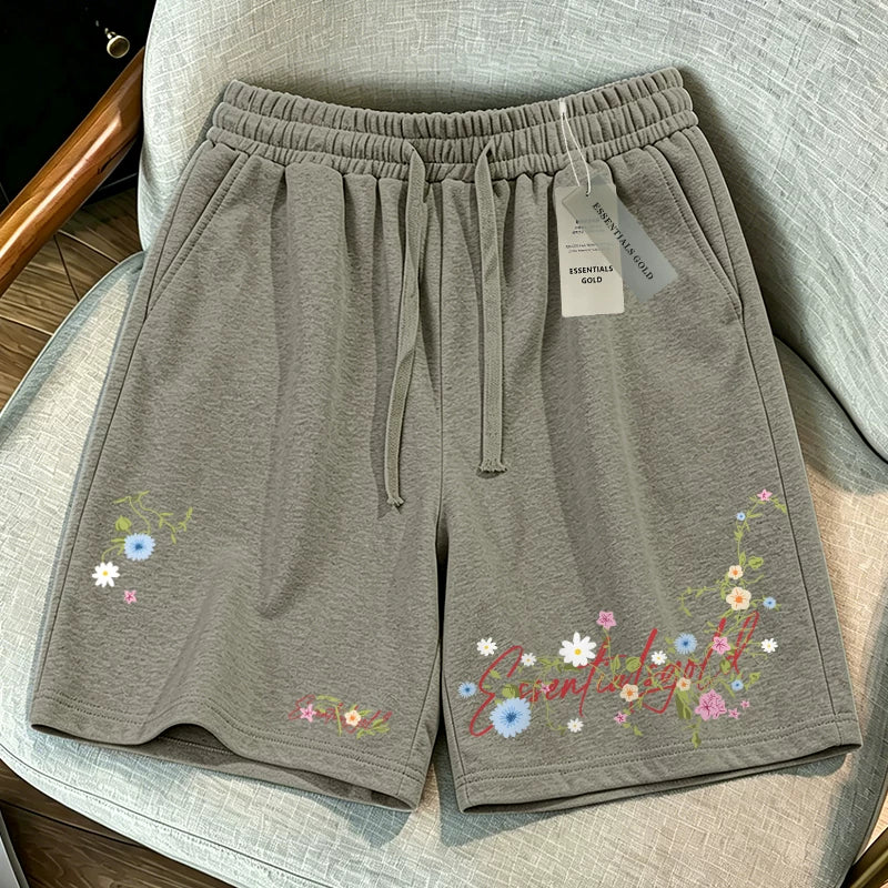 ESSENTIALS Floral Embroidery Shorts